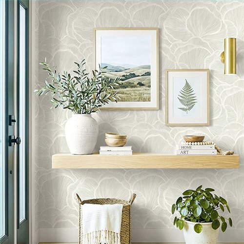 Ref.EW50308 foto de ambiente pétalos de líneas white accents fondo Gris con Blanco Roto