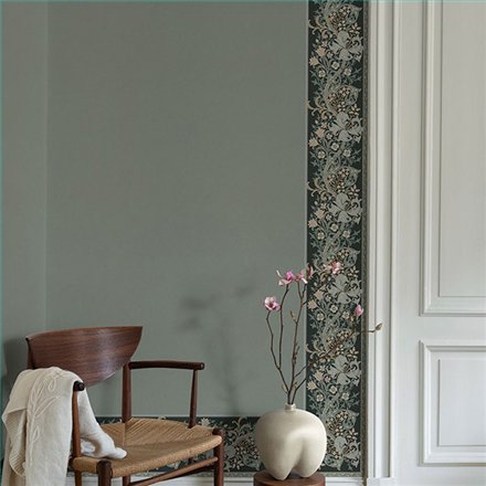 Ref.182106 foto de ambiente lirios arts & crafts hidden treasures fondo Azul con Beige, Marrón y Verde