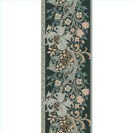 Ref.182106 estancia decorada con lirios arts & crafts Beige, Marrón y Verde y fondo Azul, hidden treasures