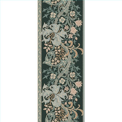 Ref.182106 estancia decorada con lirios arts & crafts Beige, Marrón y Verde y fondo Azul, hidden treasures