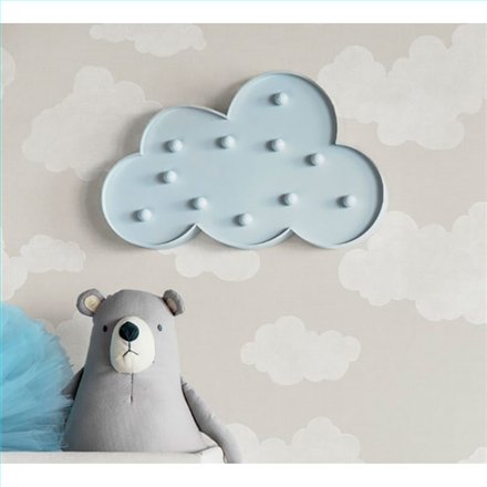 Ref.002-ALI vista de ambiente, alice: fondo Topo con detalles en Beige, motivo nubes