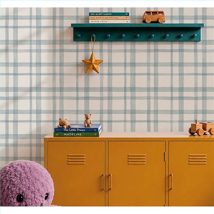 Ref.034-ALI foto de ambiente cuadros acuarela alice fondo Azul con Topo