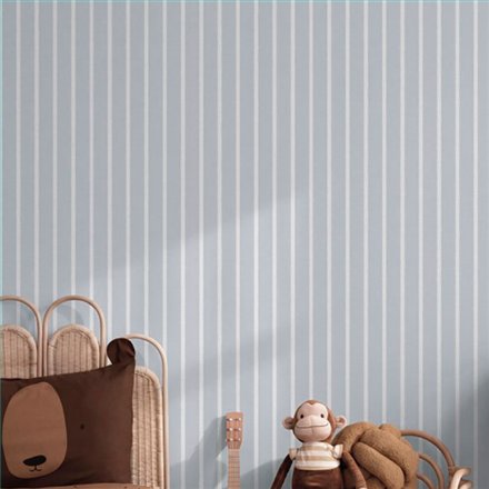 Ref.040-ALI ambiente con alice rayas Blanco Roto sobre fondo Azul