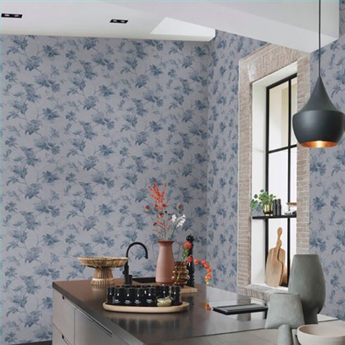 Ref.031-COT ambiente con cotton floral magnolias acabado Azul