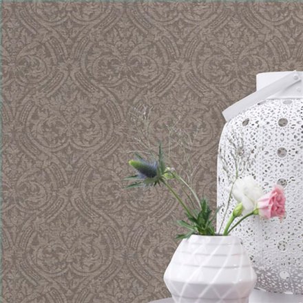Ref.037-COT ambiente con cotton damasco en tono Topo