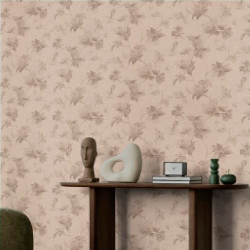 Ref.047-COT ambiente con cotton floral magnolias Marrón sobre fondo Beige