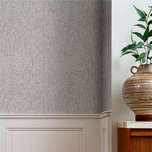 Ref.003-BOO habitación con liso jaspeado bamboo, fondo Beige con detalles en Gris y Topo, motivo liso jaspeado