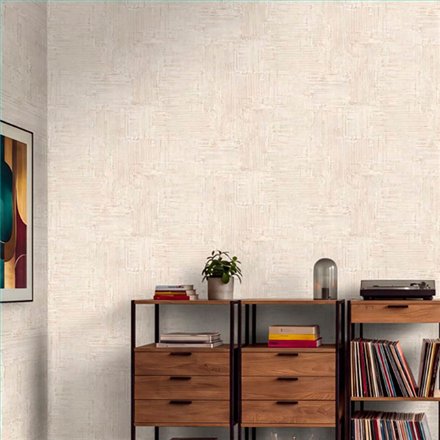 Ref.026-BOO estancia decorada con estucado Marrón y Gris y fondo Beige, bamboo