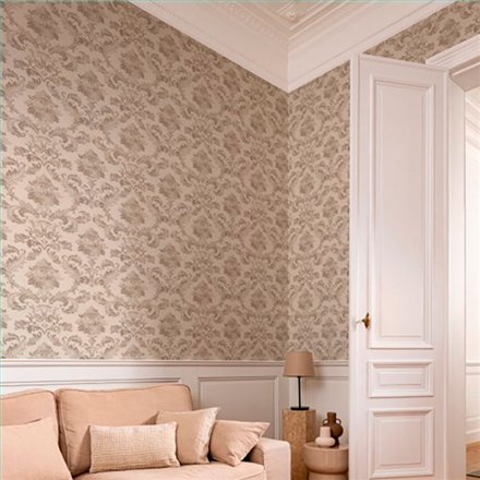 Ref.032-BOO foto de ambiente damasco bamboo fondo Topo con Beige
