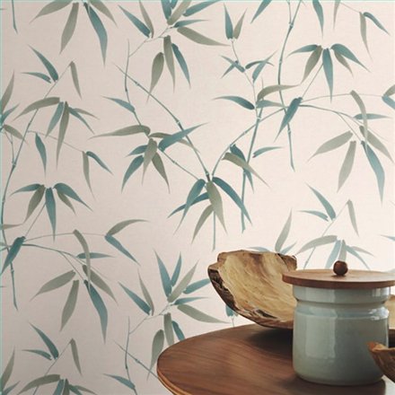 Ref.050-BOO ambiente real de bambú bamboo, sobre fondo Beige en tonos Verde