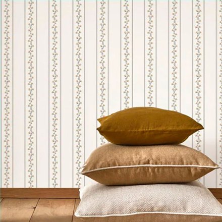 Ref.FAMI-202709233 foto de ambiente rayas florales maison de famille fondo Blanco Roto con Amarillo, Gris y Topo