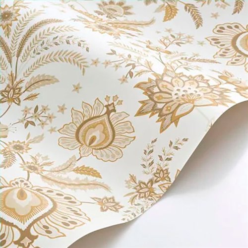 Ref.FAMI-202681205 estancia decorada con floral indiana Beige, Marrón y Ocre y fondo Blanco Roto, maison de famille