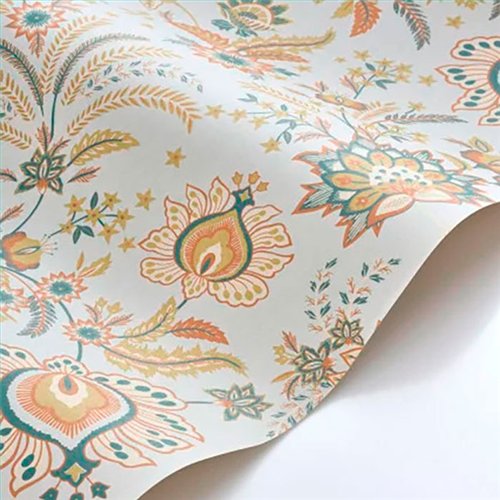 Ref.FAMI-202686414 foto de ambiente floral indiana maison de famille fondo Gris con Naranja, Verde, Beige y Ocre