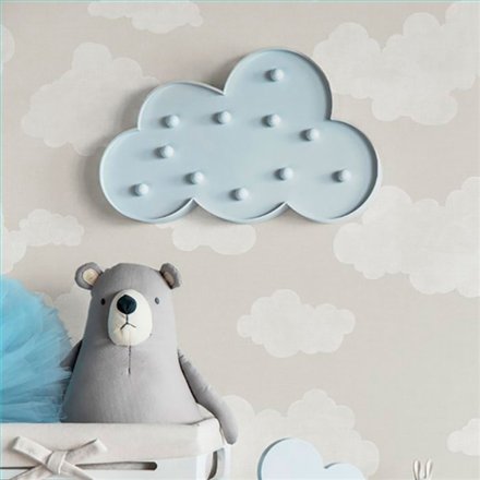Ref.002-ALI vista de ambiente, alice: fondo Topo con detalles en Beige, motivo nubes