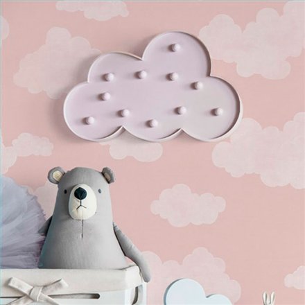 Ref.003-ALI habitación con nubes alice, fondo Rosa, motivo nubes