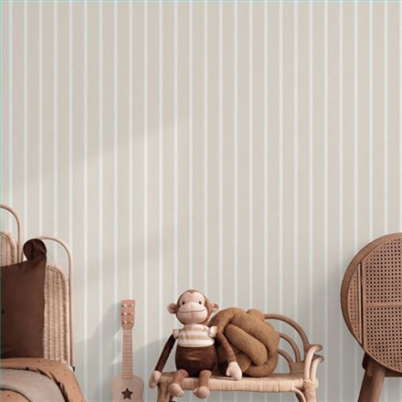 Ref.023-ALI estancia decorada con rayas Blanco Roto y fondo Beige, alice