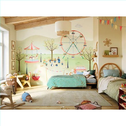 Ref.OUTT202997207NW once upon a time 3 - ambiente decorado con fondo Multicolor, motivo mural feria