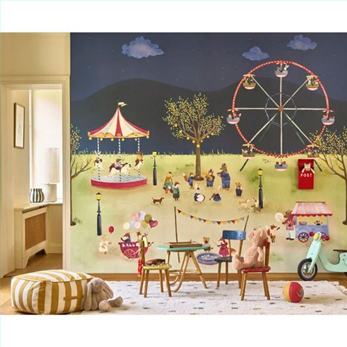 Ref.OUTT202996907NW habitación con mural feria nocturna once upon a time 3, fondo Multicolor, motivo mural feria nocturna