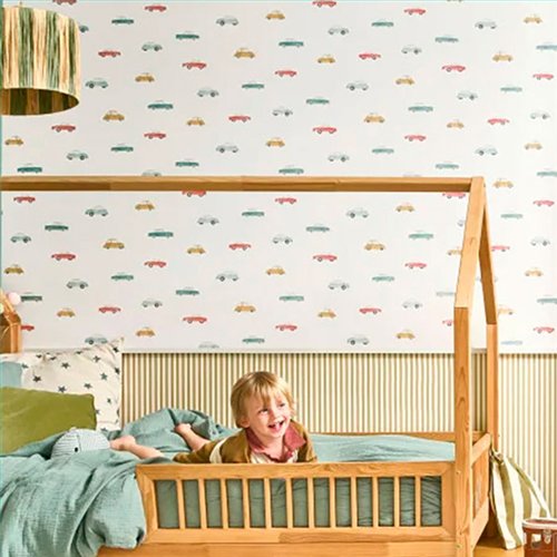Ref.OUTT202886808 ambiente real de coches antiguos once upon a time 3, sobre fondo Blanco en tonos Verde, Ocre, Rojo y Beige