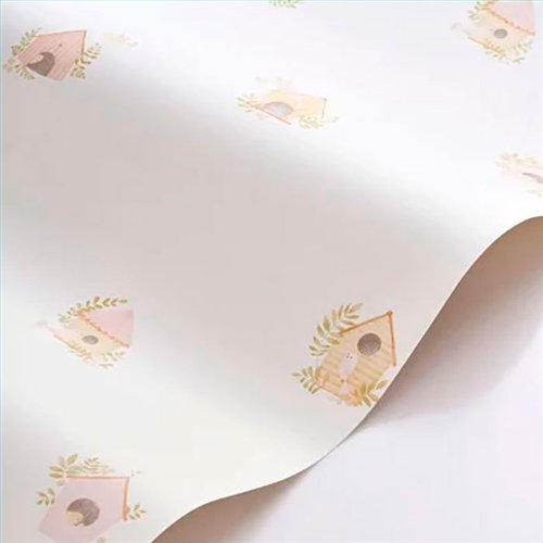 Ref.OUTT202894224 ambiente con once upon a time 3 casitas de pájaros Beige, Rosa, Verde, Marrón y Gris sobre fondo Blanco