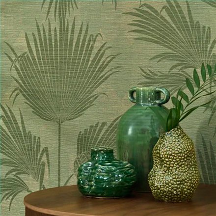 Ref.CANP202657777 estancia decorada con palmeras Dorado y fondo Verde, canopee