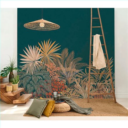 Ref.CANP202676708V foto de ambiente mural jungla canopee fondo Verde con Multicolor