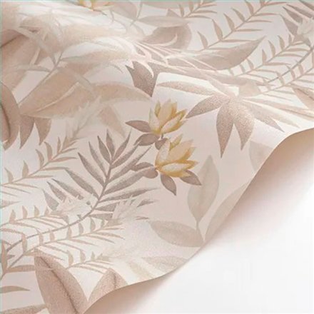Ref.CANP202631313 ambiente con canopee jungla tropical Beige, Gris y Amarillo sobre fondo Blanco Roto