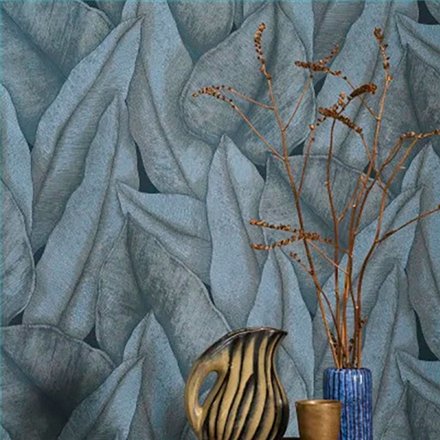 Ref.CANP202646808 foto de ambiente hojas grandes canopee fondo Azul con Gris y Topo