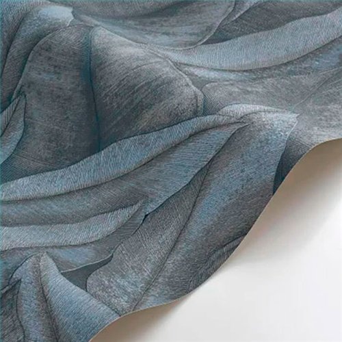 Ref.CANP202646808 estancia decorada con hojas grandes Gris y Topo y fondo Azul, canopee