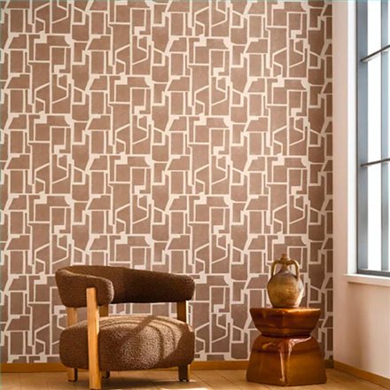 Ref.BATE202752444 basalte - ambiente decorado con fondo Beige, motivo geométrico bloques