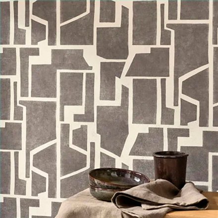 Ref.BATE202759121 estancia decorada con geométrico bloques Beige y fondo Topo, basalte