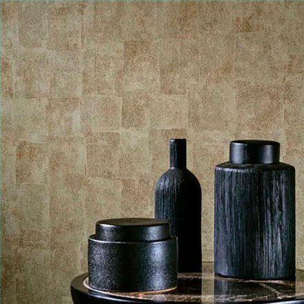 Ref.BATE202777021 ambiente con basalte textura patchwork Ocre sobre fondo Verde