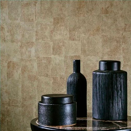 Ref.BATE202777021 ambiente con basalte textura patchwork Ocre sobre fondo Verde