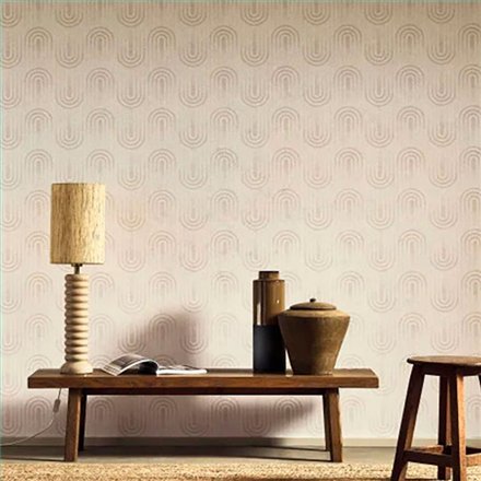 Ref.BATE202801568 estancia decorada con arcos concéntricos Beige y fondo Blanco Roto, basalte