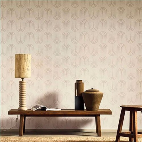 Ref.BATE202801568 estancia decorada con arcos concéntricos Beige y fondo Blanco Roto, basalte